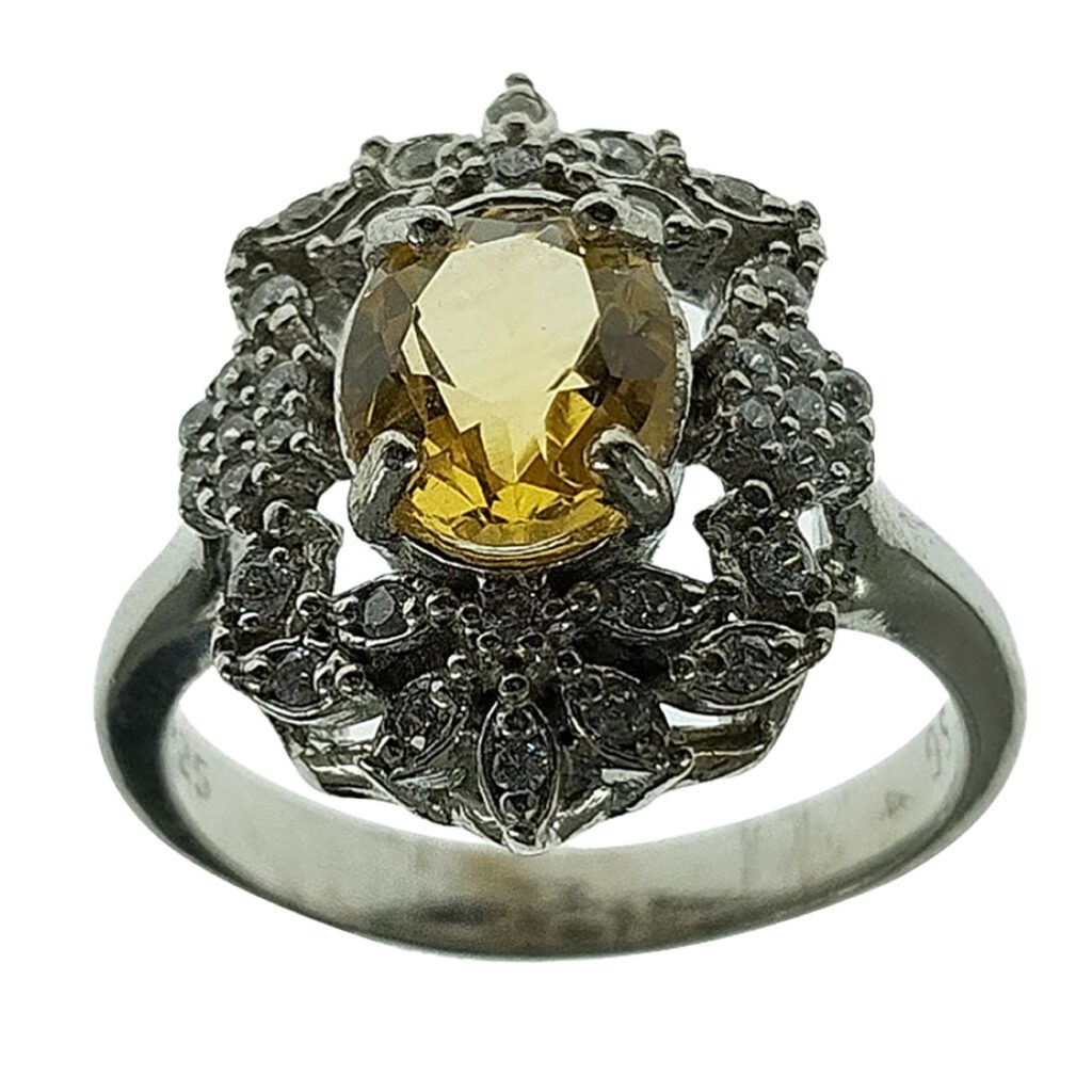Bague en Citrine Jaune en Argent pour Femme Anahita