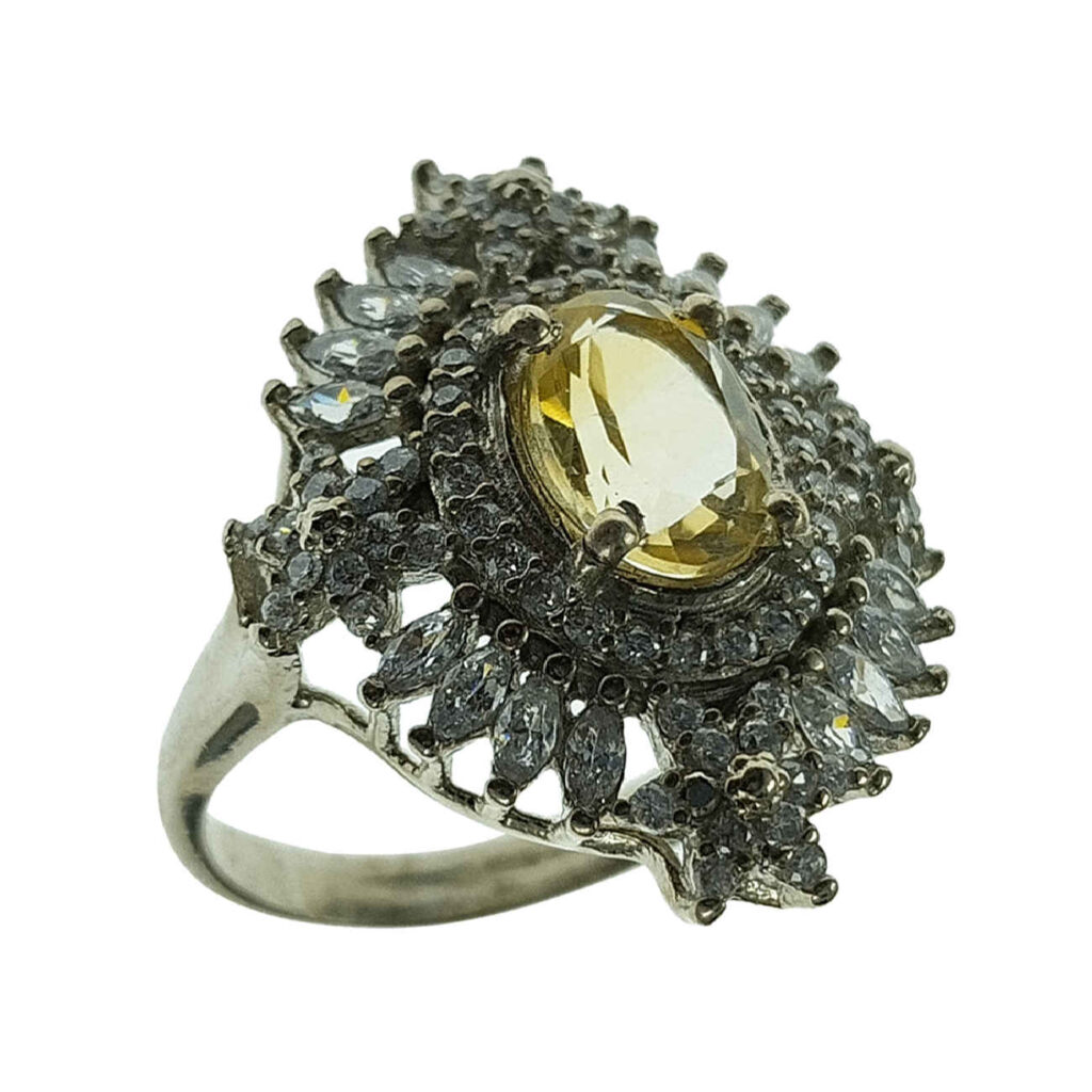 Bague en Citrine Jaune en Argent pour Femme Armaghan