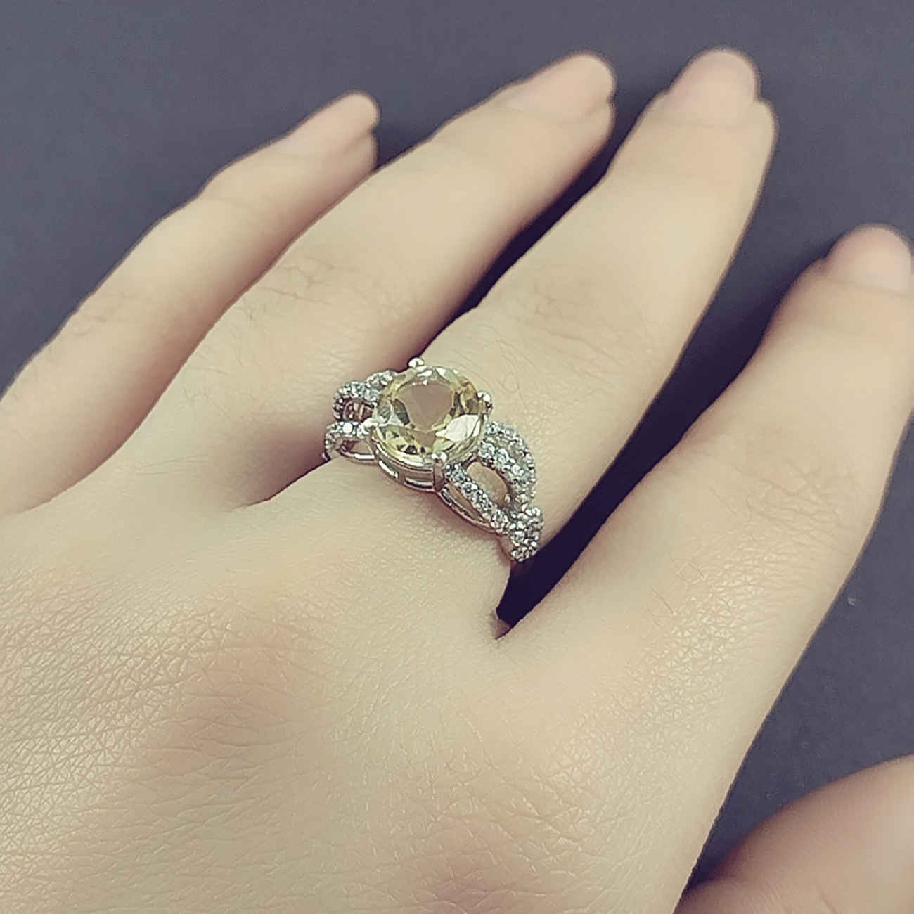 Bague en Citrine Jaune en Argent pour Femme Gelareh