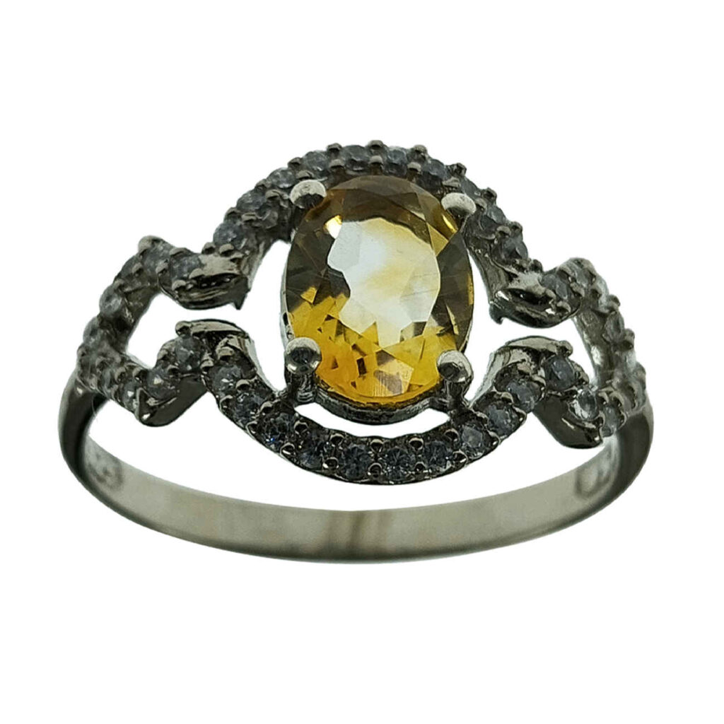 Bague en Citrine Jaune en Argent pour Femme Kamand
