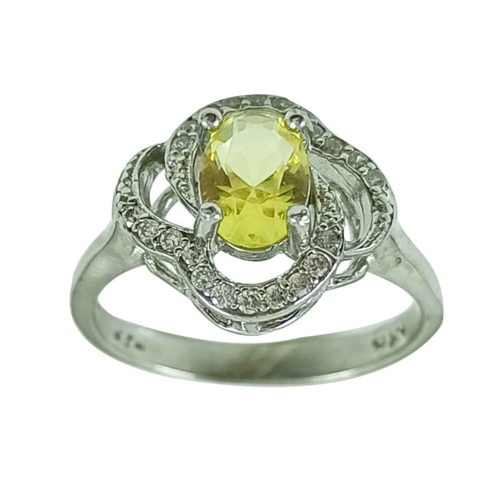 Bague en Citrine Jaune en Argent pour Femme Mastaneh
