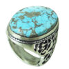 Bague en Argent Persan avec Pierre de Turquoise de Neyshabur pour Homme
