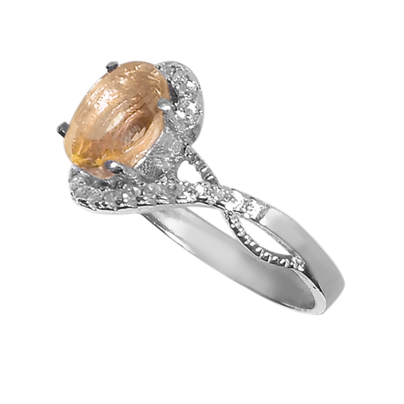 Bague en Citrine Jaune en Argent pour Femme