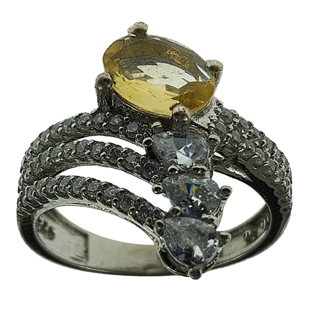 Bague en Citrine Jaune en Argent pour Femme
