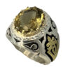 Bague en citrine jaune persane en argent pour homme – Tirdaden Tirdad