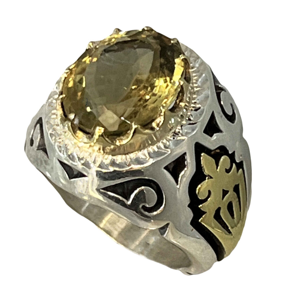 Bague en citrine jaune persane en argent pour homme – Tirdaden Tirdad