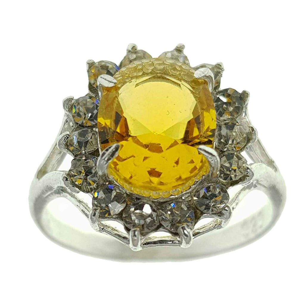 Bague en citrine jaune en argent, création artisanale pour femme