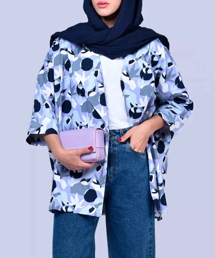 Manteau ouvert pour femme persane, coupe ample, motif à pois