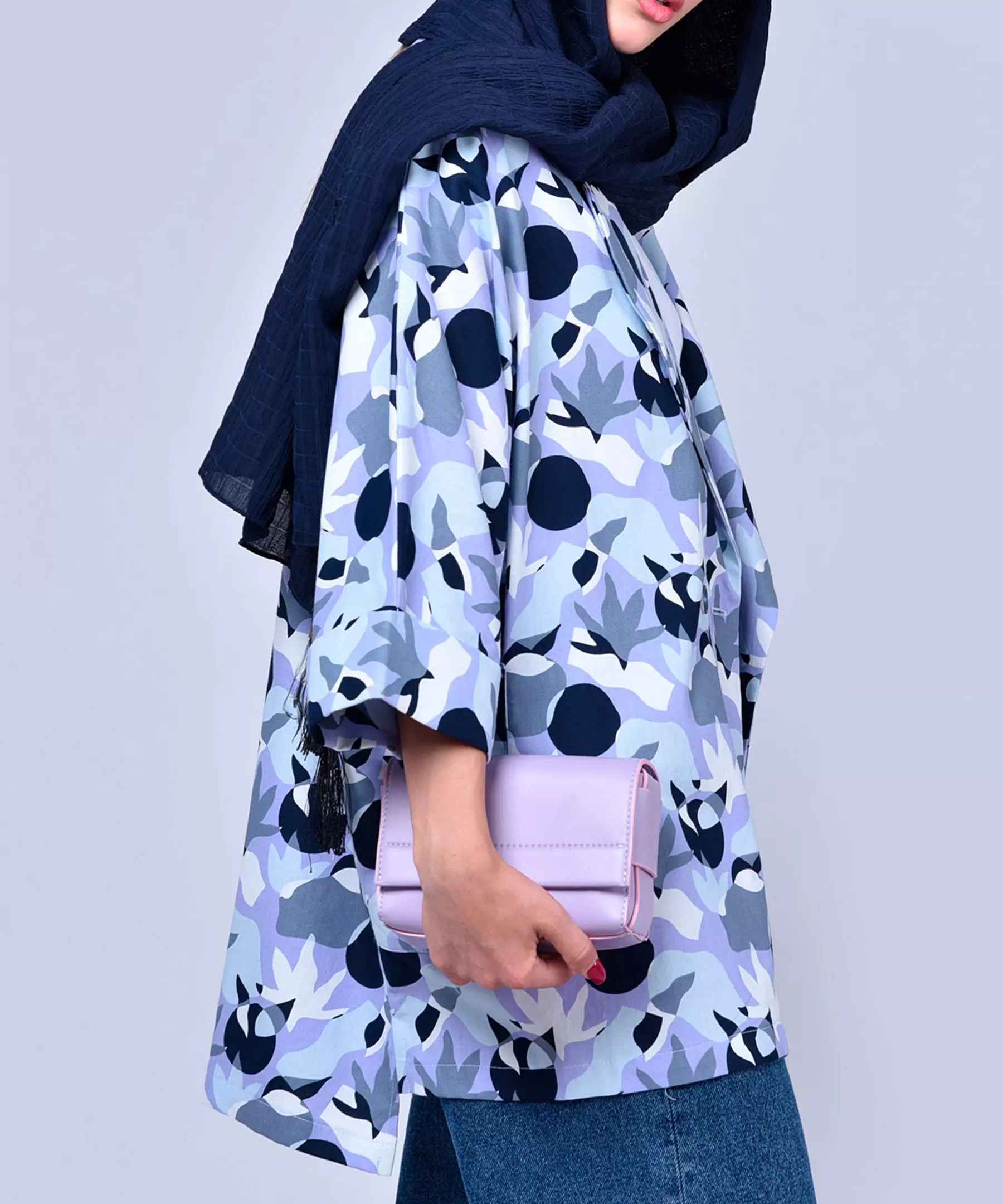 Manteau ouvert pour femme persane, coupe ample, motif à pois