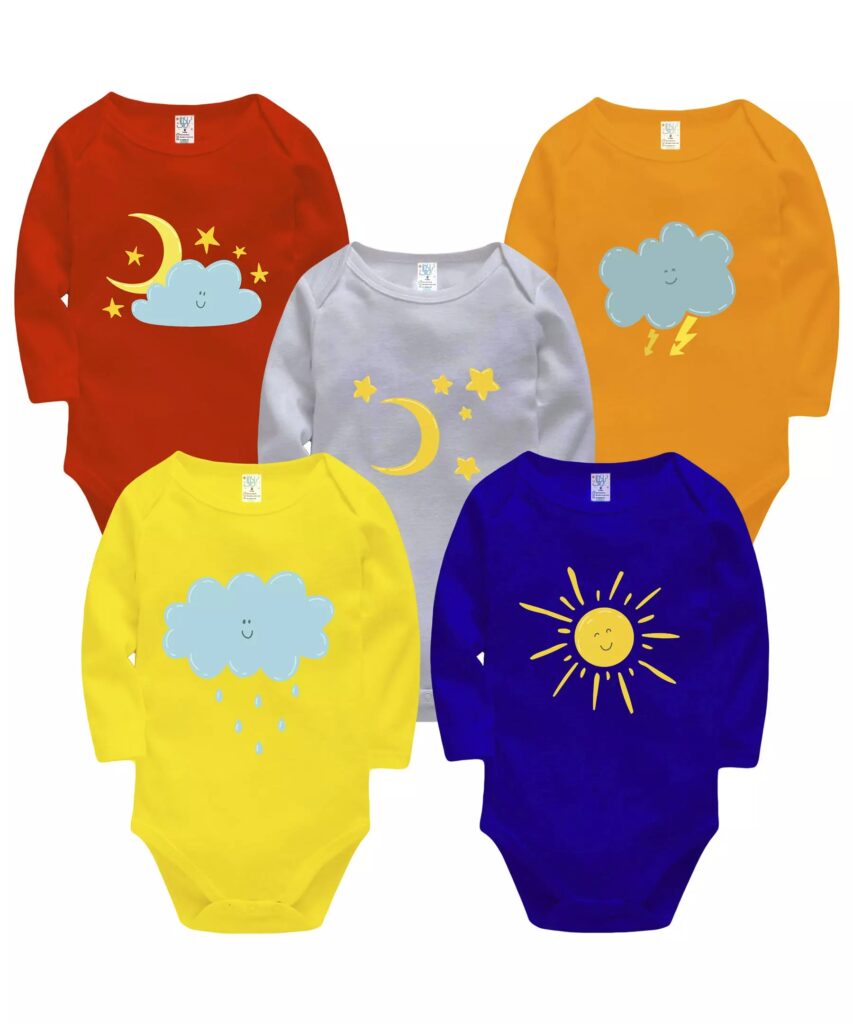 Ensemble de 5 bodies bébé à épaules rabattables manches longues