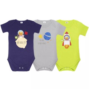 Ensemble de 3 bodies bébé à épaules rabattables manches courtes