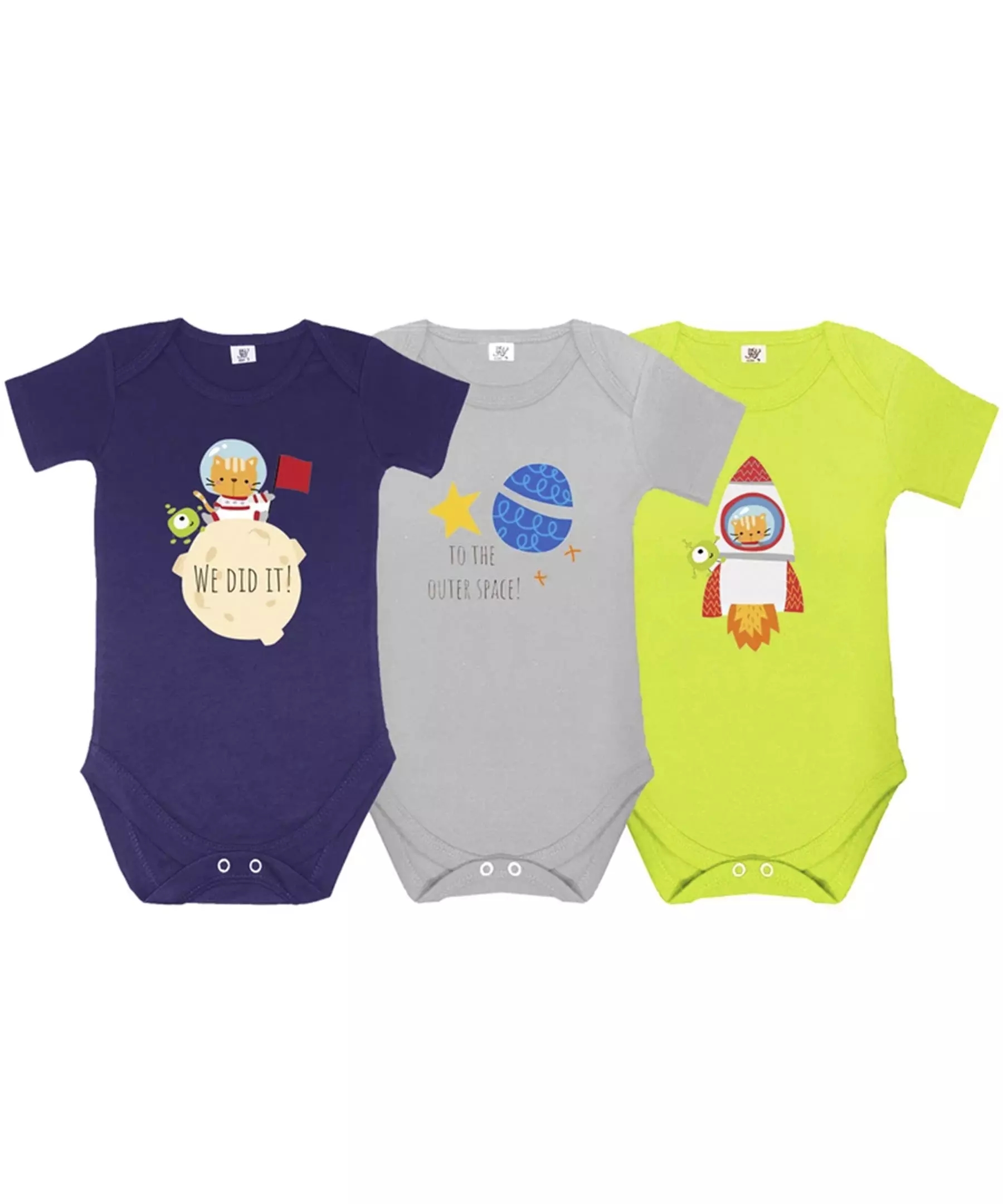 Ensemble de 3 bodies bébé à épaules rabattables manches courtes