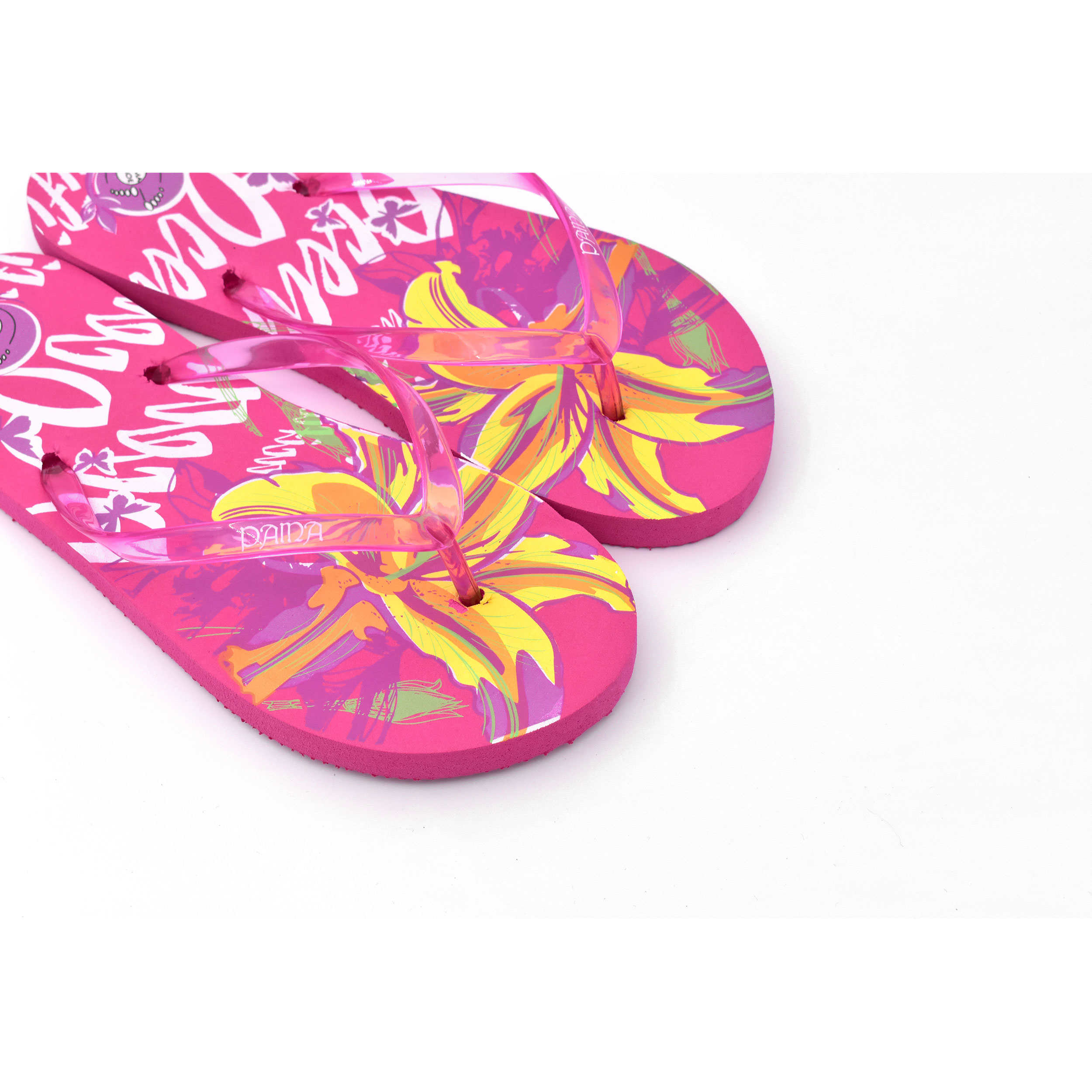 Tongs duveteuses pour femmes rose