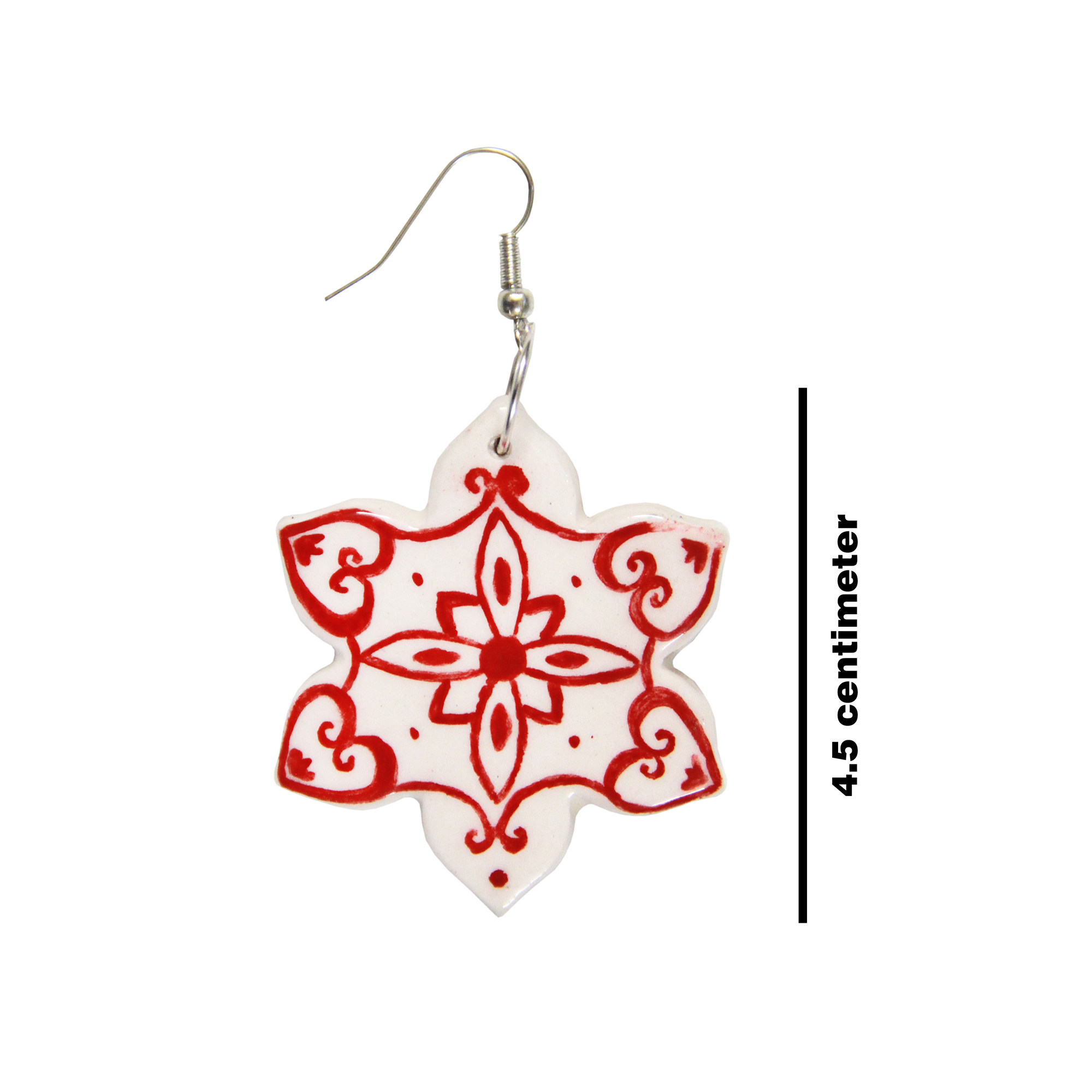 Boucles d’oreilles en céramique pour femmes – Style traditionnel, Fleur