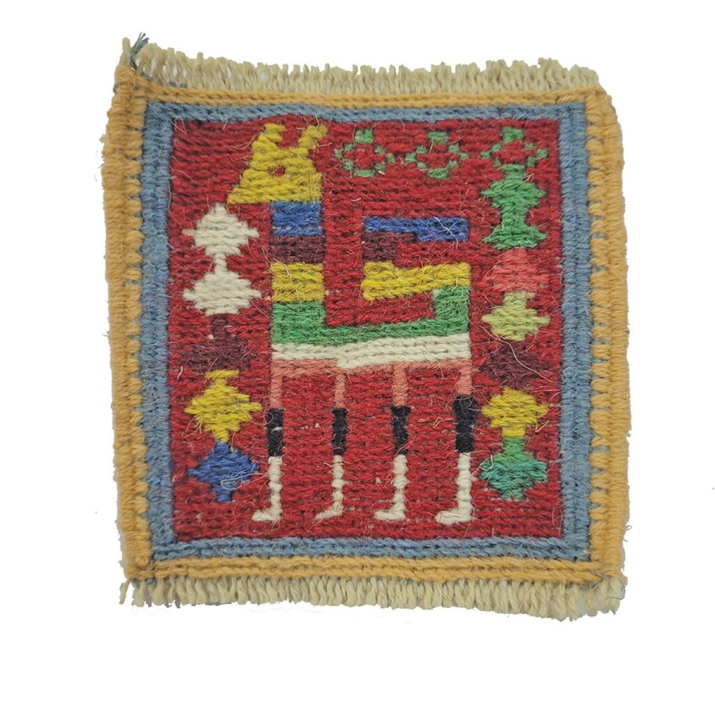 Sous-verre Kilim Persan Tissé à la Main avec Motif de Cerf