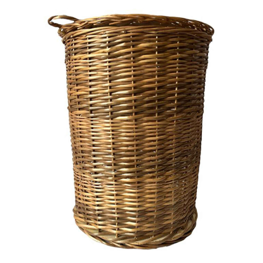 Panier en osier tissé à la main avec couvercle pour le linge