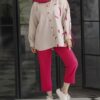 Ensemble manteau et pantalon pour femme avec deux poches sur la poitrine
