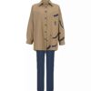 Ensemble manteau et pantalon pour femme avec deux poches sur la poitrine