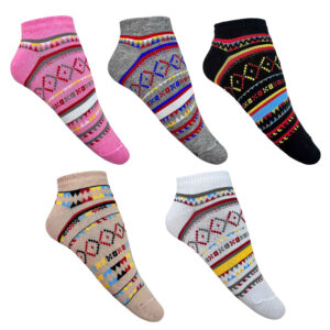 Chaussettes pour femmes avec design géométrique (paquet de 5 paires)