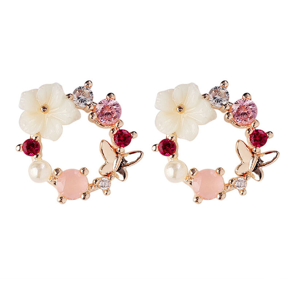 Boucles d'oreilles puces pour femmes design floral
