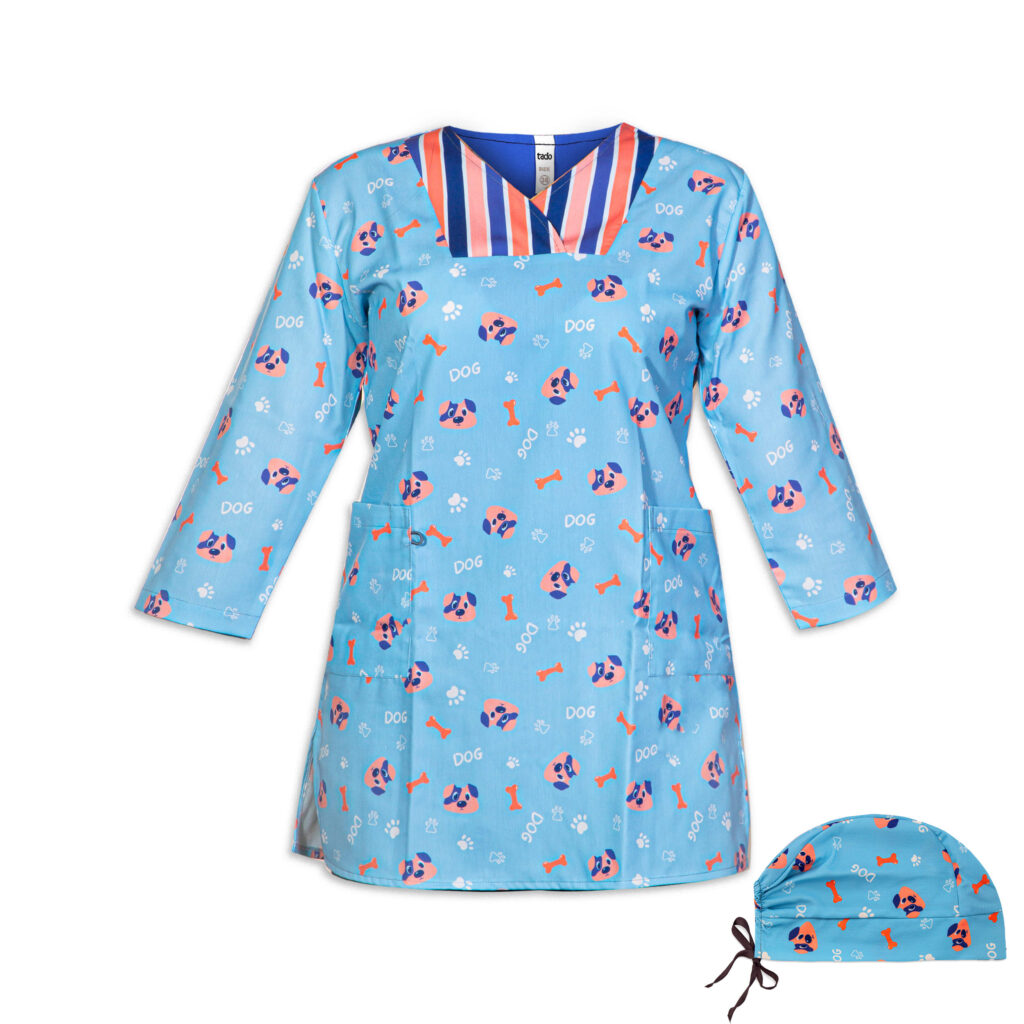 Uniforme vétérinaire pour femme avec ensemble de bonnet – Coordonné et élégant