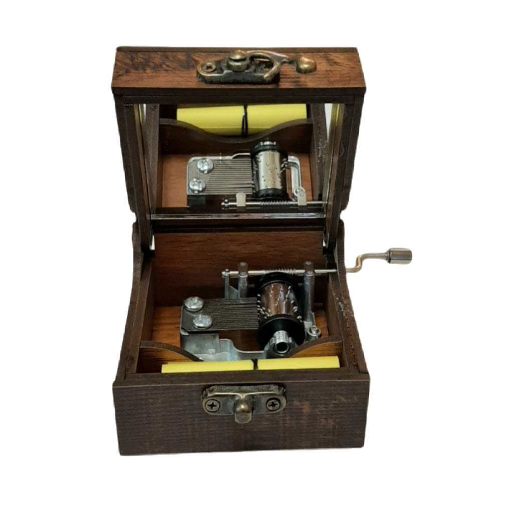 Boîte à Musique en Bois – Motif Traditionnel & Miroir Intérieur