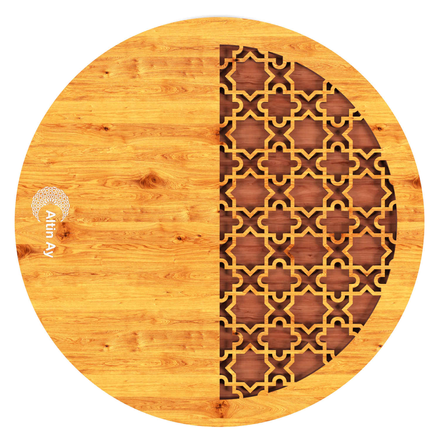 Sous-plat en bois avec design arabesque pour plat chaud