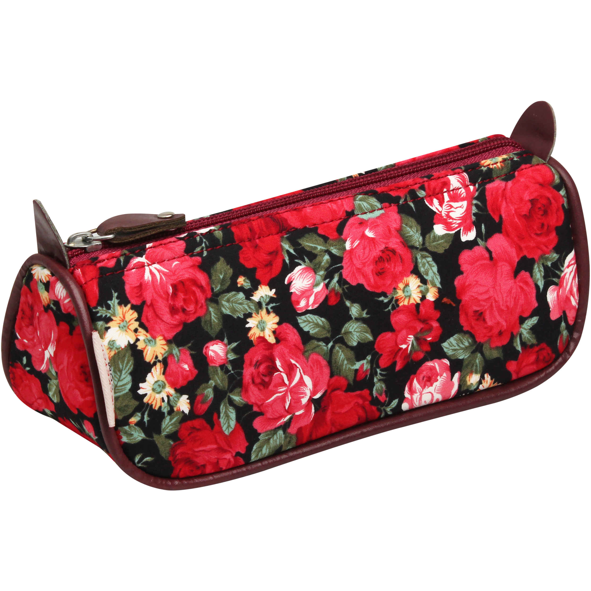 Trousse à crayons zippée en tissu lavable à motif floral
