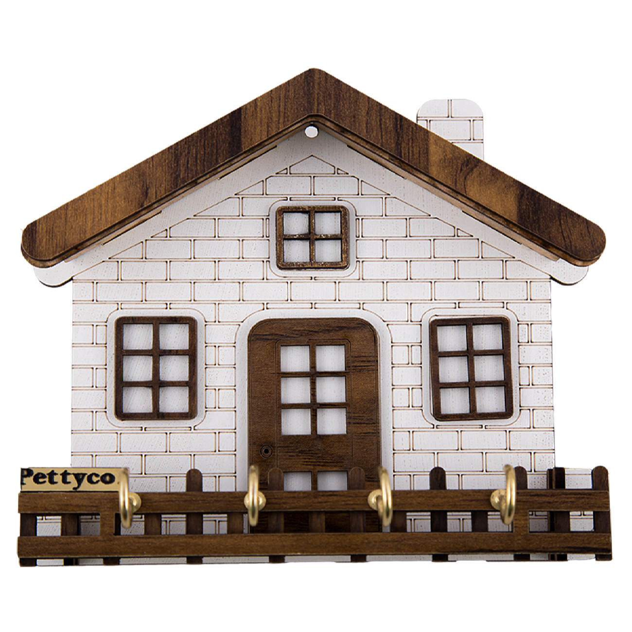 Porte-clés mural à 4 crochets avec design de petite hutte