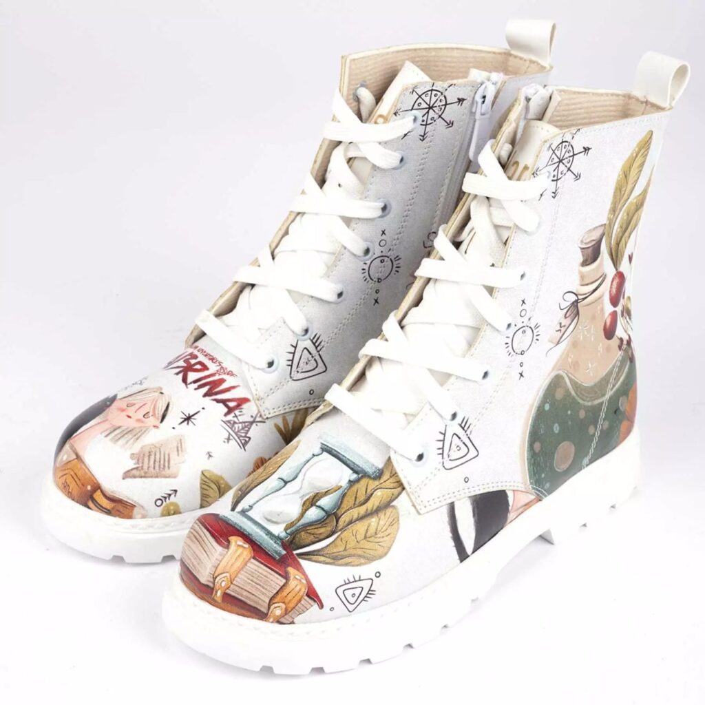 Bottes Cheville avec Imprimé Graffiti pour Femmes – Cuir Synthétique & Talon Roper