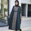 Abaya noire pour femmes avec design floral, modèle Noura