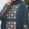 Abaya noire pour femmes avec design floral, modèle Noura