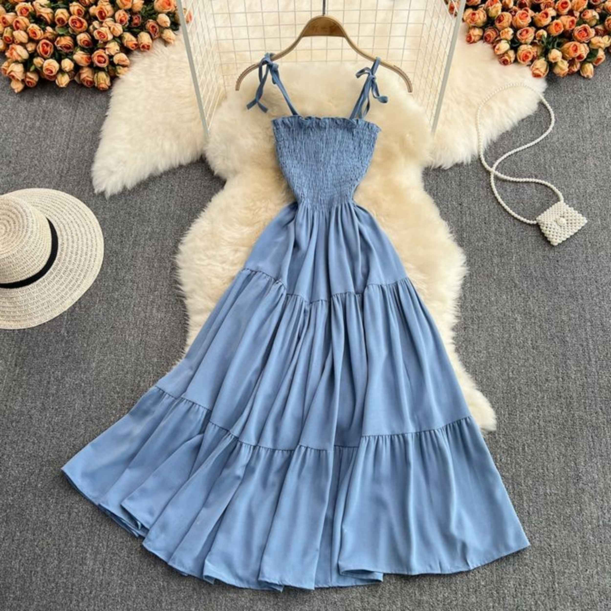 Robe de plage bleue pour femmes, modèle Nuit d’Été