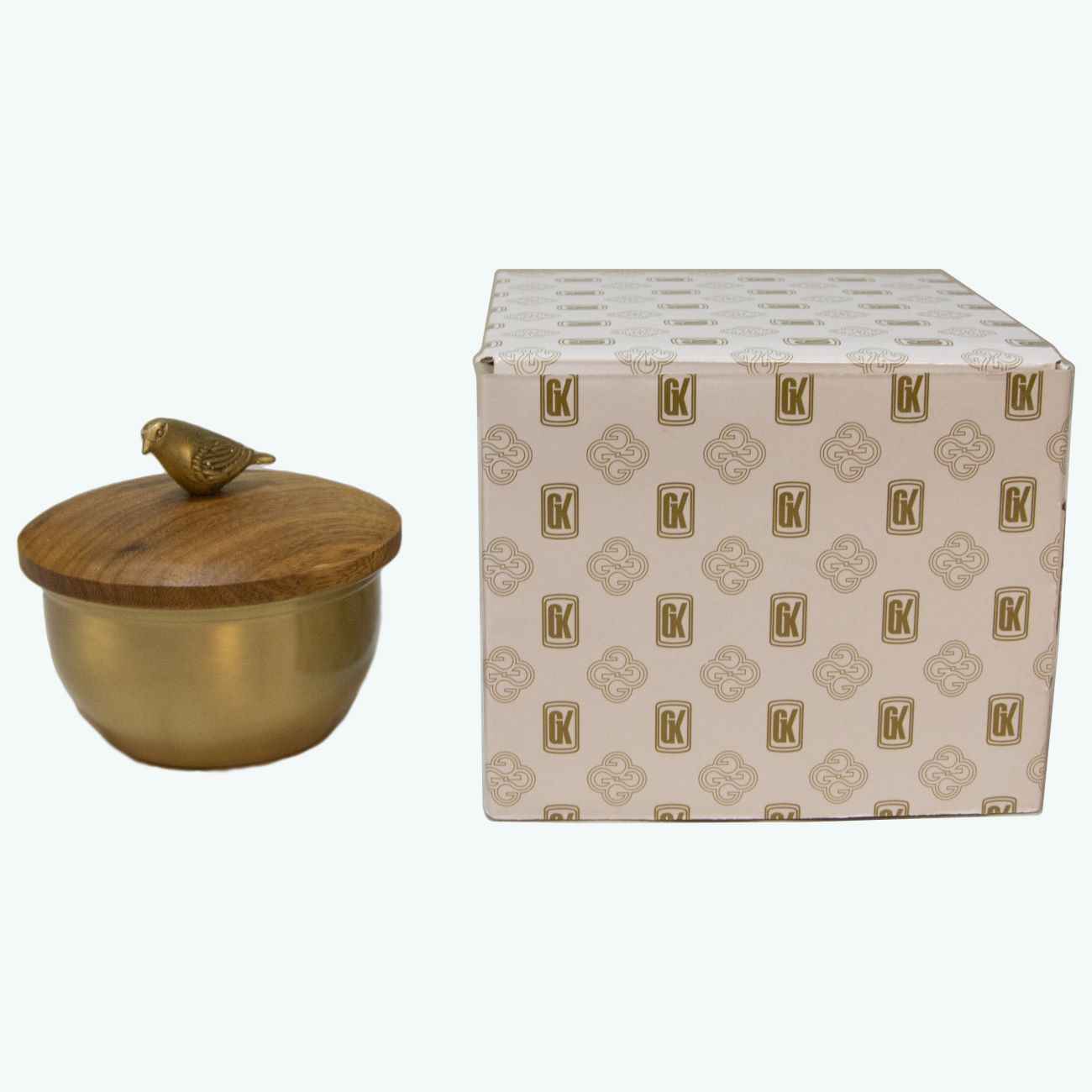 Bol à sucre en laiton avec couvercle design oiseau