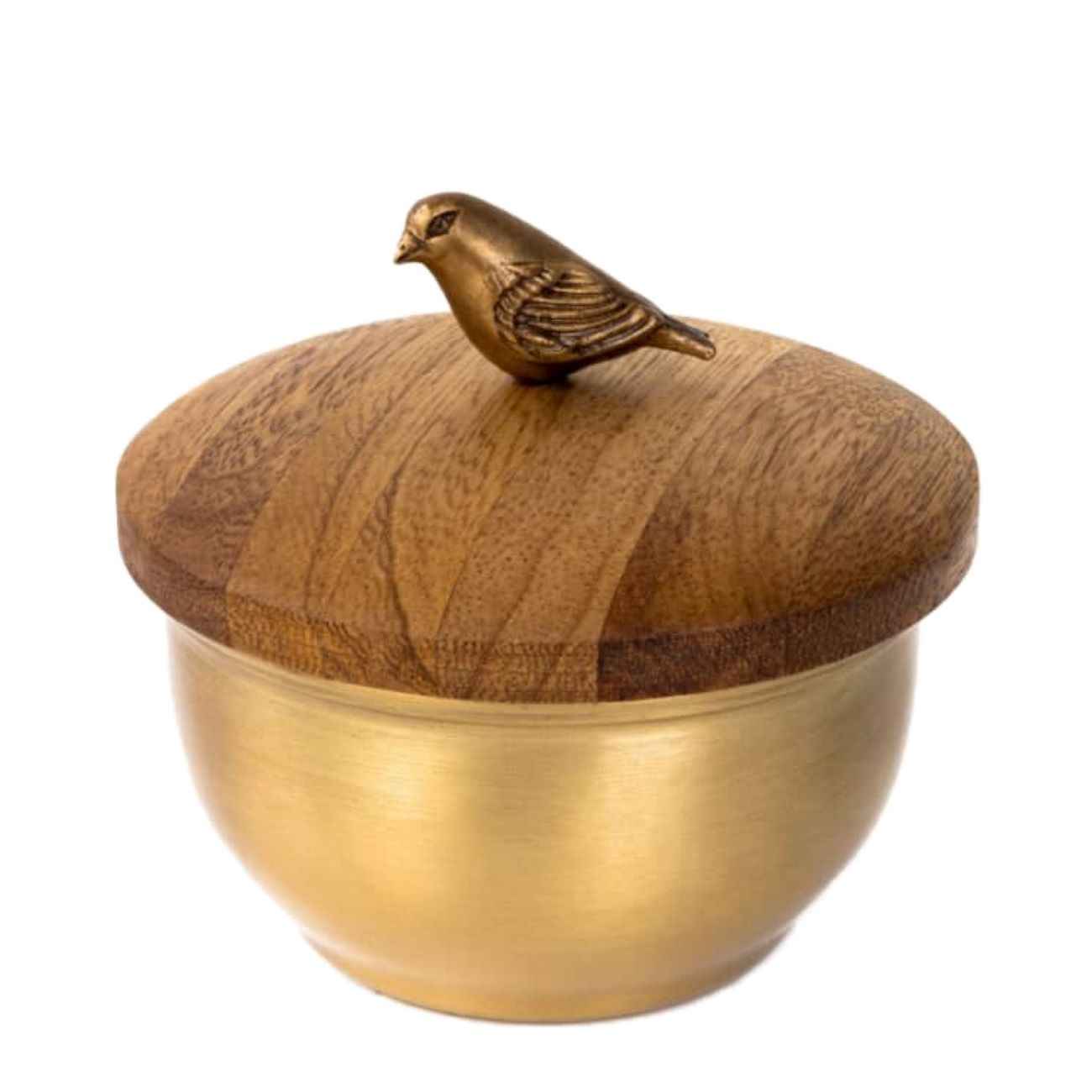 Bol à sucre en laiton avec couvercle design oiseau