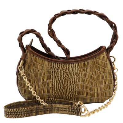 Sac bandoulière en cuir marron fait main – Modèle Gina