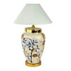 Lampe de table vase en céramique faite main – style oriental avec oiseaux et fleurs