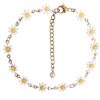 Bracelet Cheville en Chaîne avec Design de Fleur de Soleil Blanche