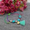 Bracelet Cheville en Coton pour Femmes avec Pierre Précieuse Modèle Fleur
