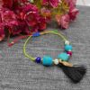 Bracelet Cheville en Coton pour Femmes avec Pierre Précieuse Modèle Fleur