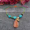 Bracelet Cheville en Coton pour Femmes avec Pierre Précieuse Modèle Fleur