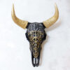 Figurine décorative de crâne de taureau avec cornes dorées - Sculpture à thème western