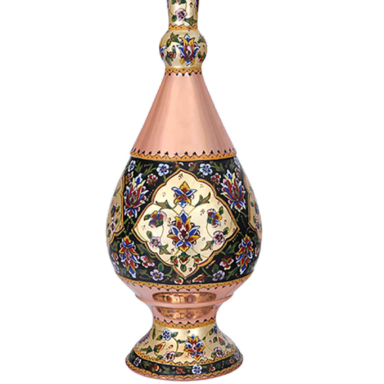 Bouteille décorative en cuivre – Martelée et peinte à la main avec design
