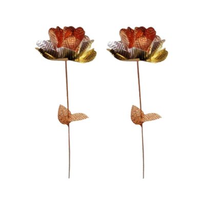 Fleur en Cuivre Décorative Artisanale – Art Floral Élégant pour Décoration de Maison (x2)