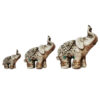 Ensemble de 3 figurines décoratives d'éléphants - Sculptures d'animaux exotiques