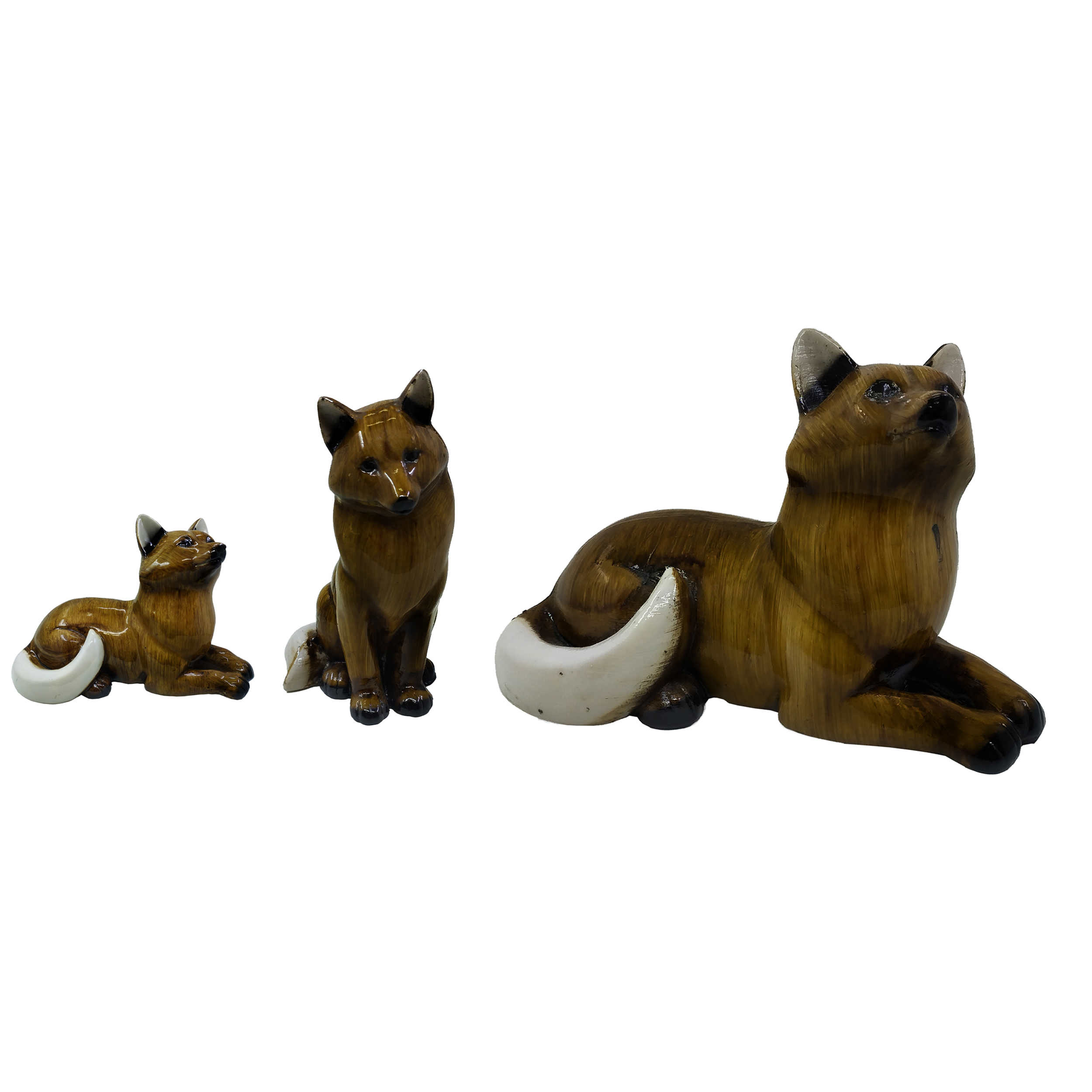 Ensemble de 3 figurines décoratives de renards - Décoration charmante de faune