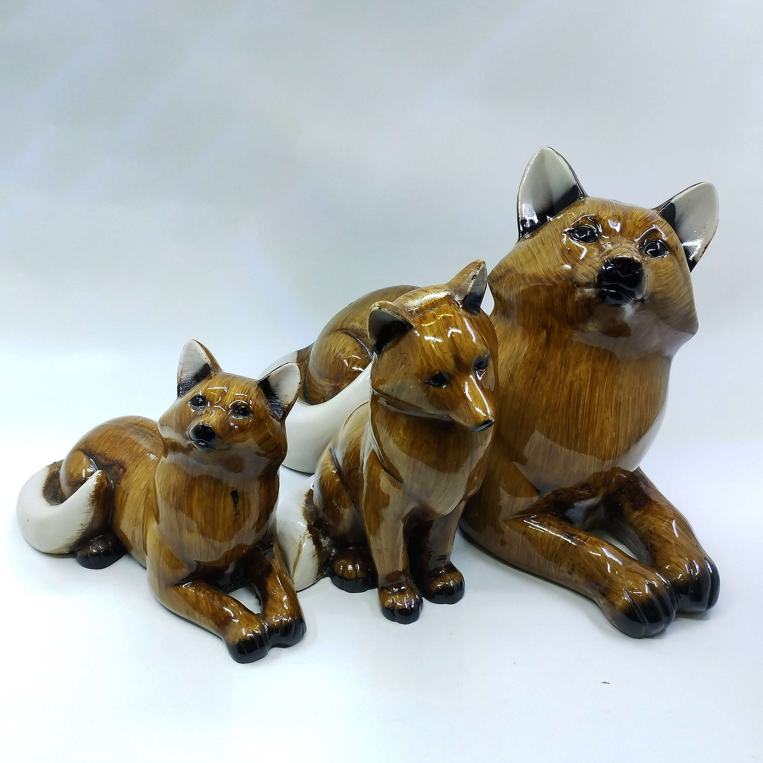 Ensemble de 3 figurines décoratives de renards – Décoration charmante de faune
