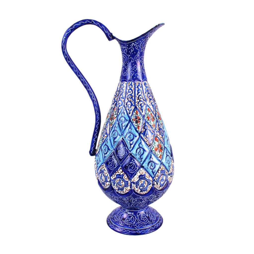 Pichet Décoratif Peint à la Main avec Minakari Persan & Cuivre