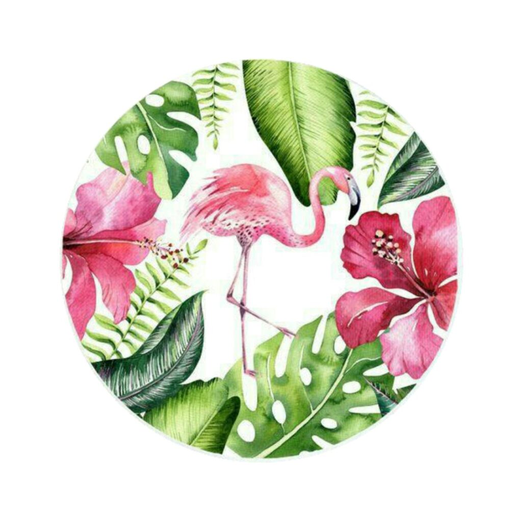 Assiette Décorative en Céramique Peinte à la Main avec Motif Flamant Rose