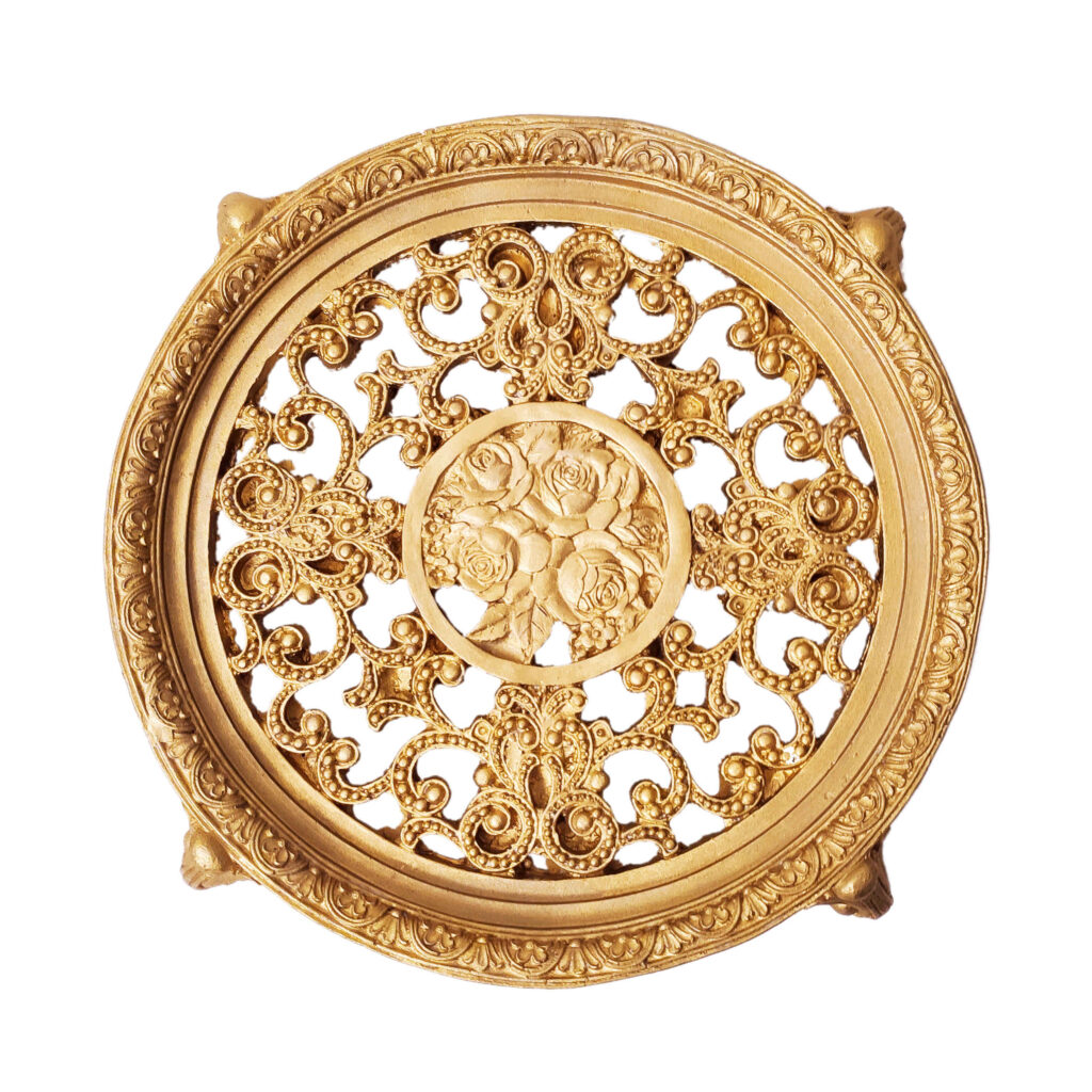 Plateau décoratif avec design floral traditionnel en polyrésine